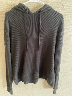 Mono B women’s Ribbed Hooded Sweatshirt - real dark green color